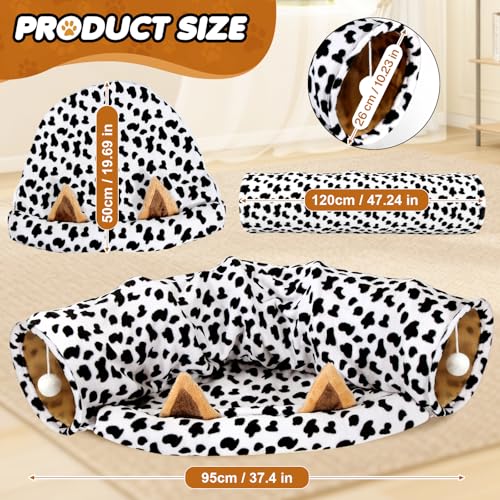 Spardar 2-in-1 Bunny Tunnel Bed, with Removable Mat Hideout, Cow - color: Cow
