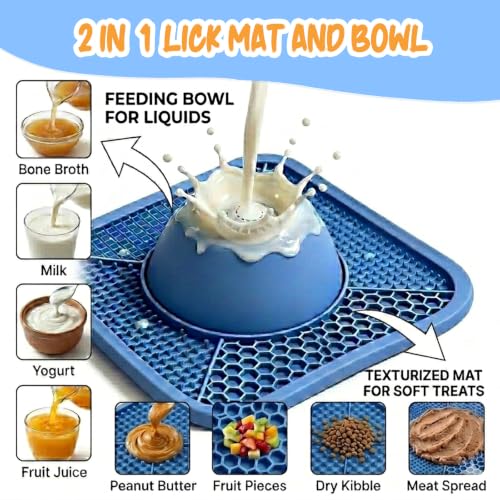Lick Mat & Puzzle Toy Slow Feeder Dog Bowl with Rolling Ball for Dogs