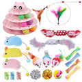 UPSKY 24 PCS Cat Toys Set with Teaser, Mice, Spring, and Various Ball Toys - color: D-Pink
