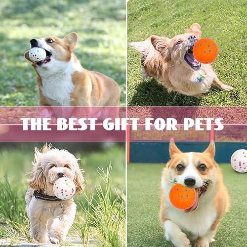 2pack 3''Durable Dog Balls for Aggressive Chewers, Indestructible Bouncy Floating Balls for Training, Catch and Fetch, Durable Solid Tennis Ball Toys for Large, Medium Dogs - White, Orange