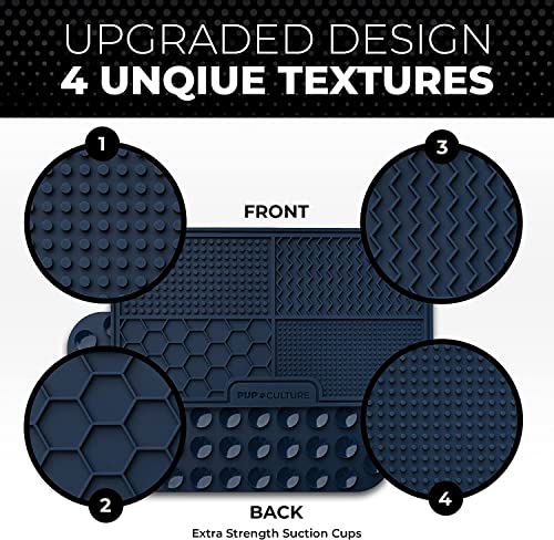 Pup Culture Dog Lick Mat for Dogs (2 Pack), Feeding Pad for Anxious Pets Plus 4 Different Puzzles for Mental Stimulation for Dogs - Supports Mental, Dental, and Digestive Health - Heavy Duty - color: Black/Navy, size: 2 Pack