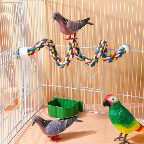 Hemobllo Parrot Cotton Rope Perch 23.62 in Bird Rope for Cages Climbing Chewing Standing Station for Parakeets Balance Training Exercise and Boredom Relief - size: 60cm