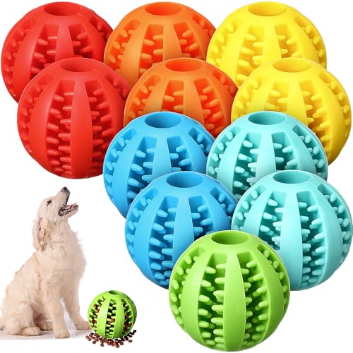 12 Pcs Dog Treat Toy Balls Bulk Interactive Dog Puzzle Toys Dispensing Puppy Balls for Teething Chew Enrichment for Boredom and Brain Stimulating Game to Keep Them Busy(Medium)