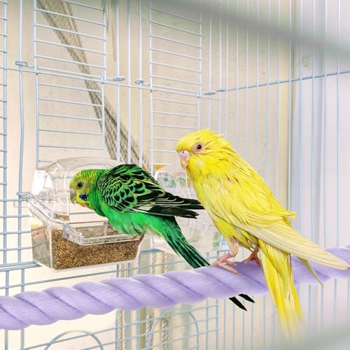 M METERXITY 2-Pack Rope Perches for Bird Cages, 23.6 in Length Comfort Grip Flexible Rope Perch Beak & Paw Grinding for Parrots/Cockatiels/Parakeets, Bird Platform Sand [Purple] - color: Purple, size: 23.6 in