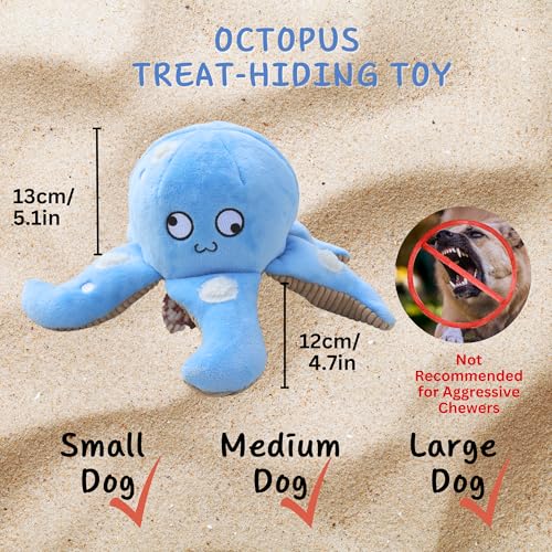 Interactive Dog Snuffle Octopus Toy, Hide & Seek Treat Dispenser Plush - color: Blue Octopus