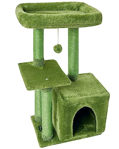 Cute Cat Tree Kitten Cat Tower Condo Cat Furniture Sisal Scratching Posts - color: Green