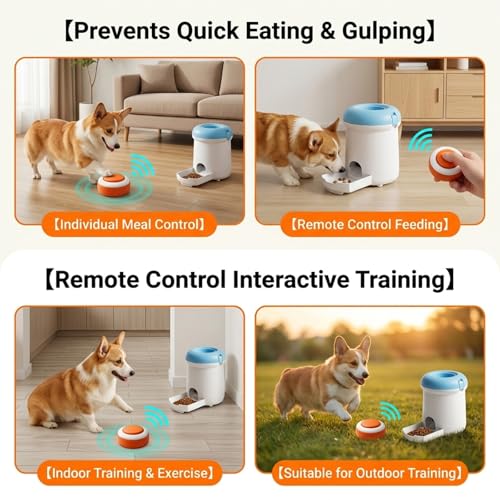 Automatic Dog Treat Dispenser, Button-Activated Interactive Dog Toy