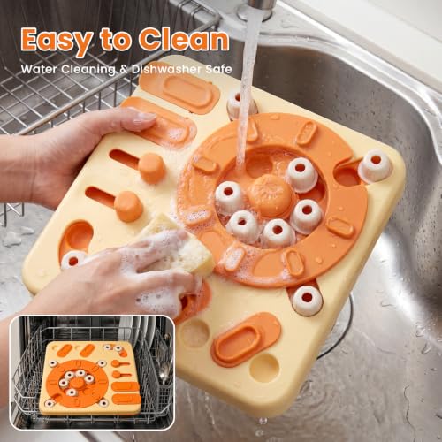 Dog Puzzle Toy, 4-Level Interactive Dog Toys with Suction Cups, Brain Stimulating Puzzle Feeder Dog for Large Medium Small Dogs, Slow Feeder