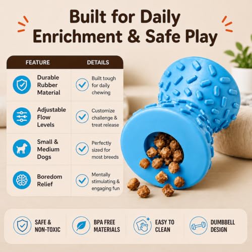 Treat Dispensing Dog Toys,Interactive Puzzle Toy for Small Dogs,Slow Feeder - color: Sky blue, size: Small