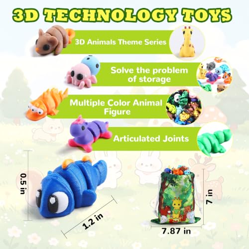 SCIONE 200 Pcs 3D Printed Animals, Cute Desk Decor for Kids - style: 200-Animals