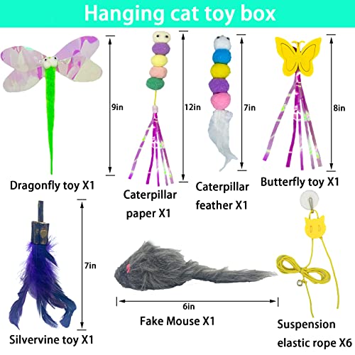 Cat Toy Hianging 6 Pcs Indoor Door Interactive Feather for Hunting