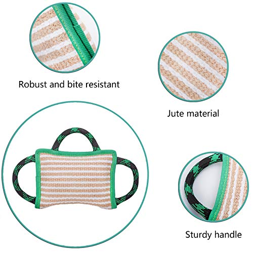 ToLanbbt Dog Toy, Tug of War Jute Bite Pillow (11' x 7.8'), Training Equipment for Medium to Large Dogs, Green - style: Style 1