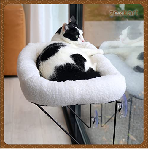 Zakkart Cat Window Perch, 100% Metal Supported from Below (White) - color: White