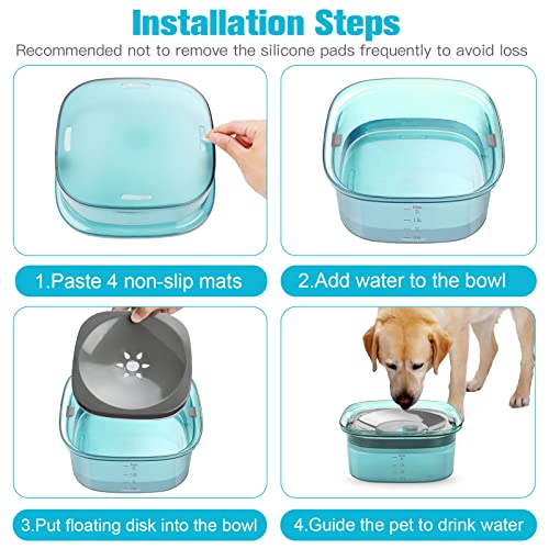 UPSKY 70oz Dog Water Bowl, No Spill Slow Drinking Feeder for Messy Drinker - color: E-Green, size: 2 L