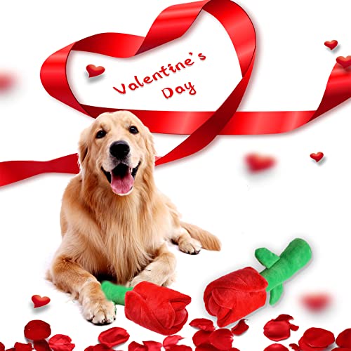 lilfrd Rose Valentines Day Dog Toy, Squeaky Crinkle Puzzle Gift for Dogs - style: Rose