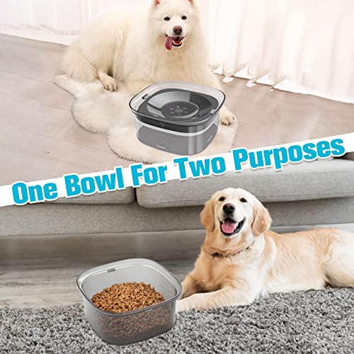 UPSKY 70oz Dog Water Bowl, No Spill Slow Drinking Feeder for Messy Drinker - color: C-Black, size: 2 L
