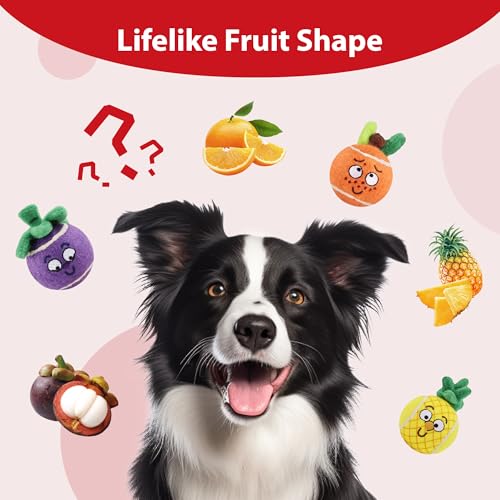 Gigwi Squeaky Tennis Balls for Dogs, 3 Pack Fruit Dog Ball for Small Dogs - color: Fruit Balls 2.2 Inches 3 Pack