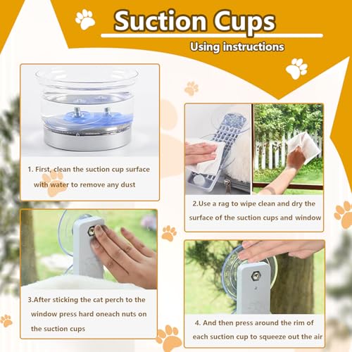 Cat Window Perch Seat Hammock, Foldable Hammock with 4 Strong Suction Cups, Easy to Assemble and Cat Wand,Cream - color: cream