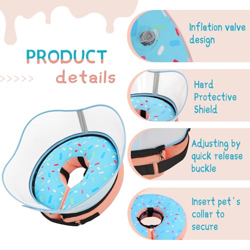 Supet Raised Inflatable Dog Cone Collar to Stop Licking, Soft Dog Cone Alternative After Surgery, Doggie Neck Donut Collar for Small Medium Large Dogs - color: Donut Light Blue, size: XXL(Neck 18.5"-23.5")