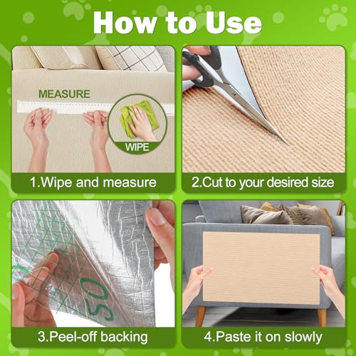 ENONCI 23.6x15.8 Cat Scratcher Mat, Self-Adhesive Cat Scratch Furniture Protector - color: Beige, size: 23.6"x15.8"
