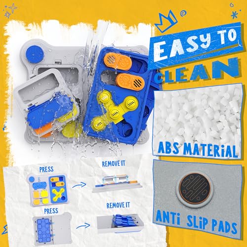 Dog Puzzle Toy, Dog Enrichment Toys, Level 1 Interactive Treat Dispensing Toy for Dogs, Slow Feeder for Mental Stimulation, Non-Slip Base, Detachable Easy-Clean Tray, Blue - color: Blue