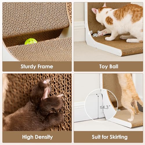 EHEYCIGA Cardboard Cat Scratcher for Indoor Cats, 19 Inch, White - color: White, size: 11.4x9.75x19