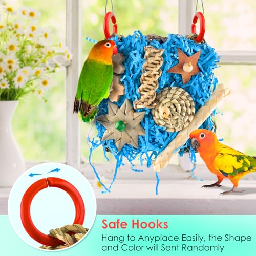 KATUMO Conure Toys, Bird Foraging Toys Parakeet Shredding Grass Mat Hanging Toys for Cockatiel Conure Lovebird Parakeet Bird Cage Accessories - color: Blue