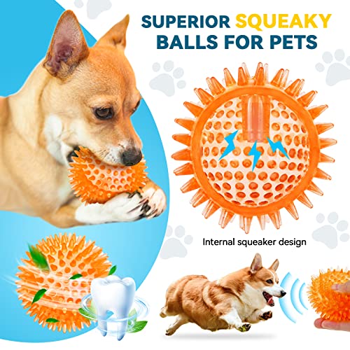 SHARLOVY 3.5” Large Dog Toys Ball, 6 Pack Squeaky Toys, Durable Spiky Ball - size: Large Set of 6