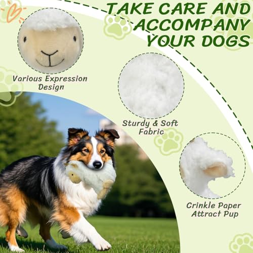 Squeaky Stuffed Dog Toys, Chew Sheep for Large Medium Small Breeds - color: White