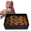 Square Slow Feeder Dog Bowls, Ceramic Fun Slow Eater Bowl for Small Medium Breed (Black) - color: Black