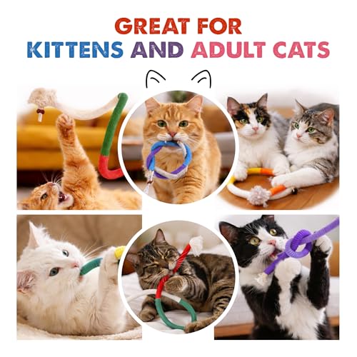 Jozy Cat Chew Rope - 4Pcs Cat Chew Toy with Refillable Natural Catnip - Interactive Kitten Teething Toys for Indoor Kittens - Bite Resistant Cotton Chew Rope Toys for All Breeds (19.6 Inches)