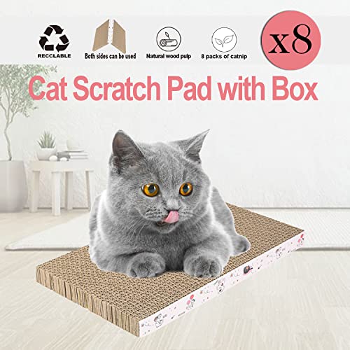8 Packs in 1 Cat Scratch Pad, Cat Scratcher Cardboard,Reversible,Durable Recyclable Cardboard, Premium Scratch, Suitable for Cats to Rest, Grind Claws and Play - size: 8 IN 1