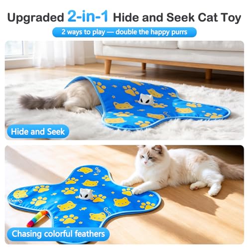 Interactive Cat Toys for Indoor Cats, Rechargeable Hide & Seek Toy - color: Blue