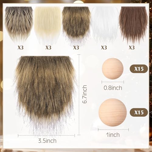 Tudomro 45 Pcs Halloween Gnome Beards Nose for Crafting White, Beige, Brown - color: White,beige,brown