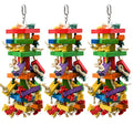 RUBY.Q 3 Pack Large Parrot Toy, 20in Bird Parrot Toy, Multicolor Natural Wooden Bird Chewing Toys for Large Macaws, African Grey and a Variety of Amazon Parrots - size: 3 Pack