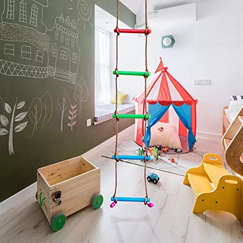 Rainbow Craft 6.6FT Ninja Rope Ladder, PP Material, Kids Obstacle Course