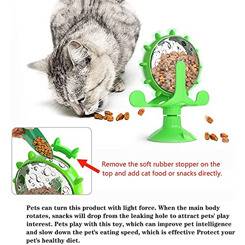 Interactive Cat Treat Leaking Toy for Small Dogs Original Slow Feeder Funny Dog Wheel Pet Products Accessories, Cat Treat Dispenser Toy Interactive Puzzle (Green) - color: Green