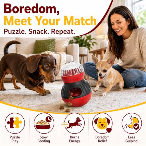 Interactive Dog Toys Adjustable Treat Dispensing Ball (Red) - color: Red