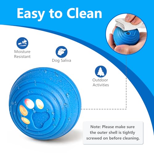 Smart Interactive Dog Ball for Aggressive Chewers, Self Moving Toy, E-TPU - color: Blue