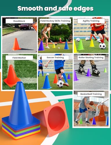 GHB Soccer Cones 7" 9" of 12 24 Pack Disc Soccer Sport Cones - color: 7" 24Pcs multicolor