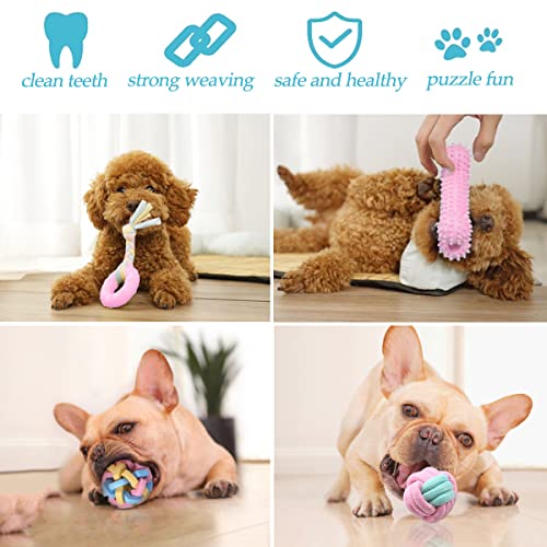 Puppy Teething Chew Toys for Small Dogs - Interactive Rope Toy, Balls, Ring, and Storage Basket (C) - style: C