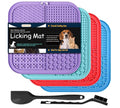 Lick Mat for Dogs Cats, 7.9" Large Licking Pad, Food Grade Silicone Slow Feeder Mat with Strong Suction Cups, Anxiety Relief Lick Pad for Bathing Grooming Training, 4 Pack - color: colourful