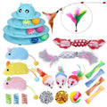 UPSKY 24 PCS Cat Toys Set with Teaser, Mice, Spring, and Various Ball Toys - color: D-Blue