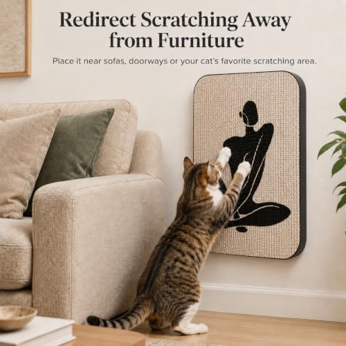 Cat Wall Scratcher, Art Cat Scratching Board for Indoor Cats - color: Silent Elegance