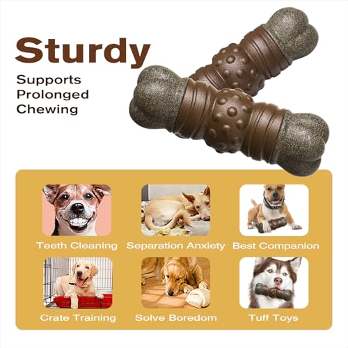 TLKNG Large Size Indestructible Squeaky Dog Chew Toy for Medium/Large Aggressive Chewers Breed Dogs Durable Squeak Bone Teething Crate Toys