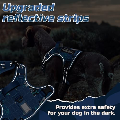 rabbitgoo Tactical Dog Harness for Large, No Pull Military Service Vest - color: Blue Camo, size: Large