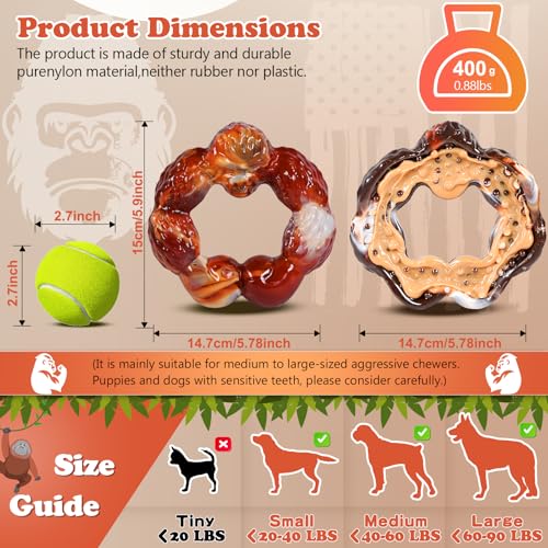 Gorilla 2Pack Indestructible Dog Chew Toys for Aggressive Chewers - color: Brown