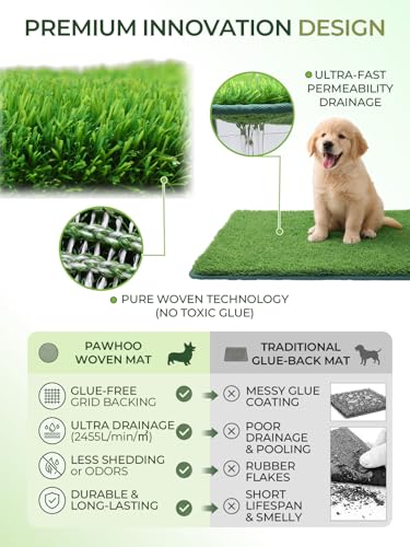 1.2'' Thick Woven Fake Grass Mat for Dog, Glue-Free Artificial Turf Potty Training Pad with Fast Drainage, Machine Washable Pet Pee Pad, Indoor Outdoor Non-Toxic Rug (Medium) - size: 20'' x 30''（Medium）