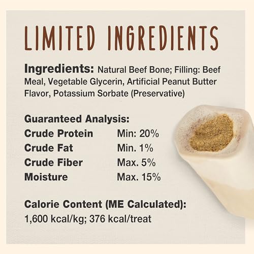 Cadet Stuffed Shin Bones for Dogs, Peanut Butter Flavor, Small, 3 Count - size: 3 Count (Pack of 1)