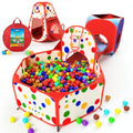 Playz 5pc Pop Up Play Tent and Crawl Through Tunnels for Kids w/Carry Bag - color: Red